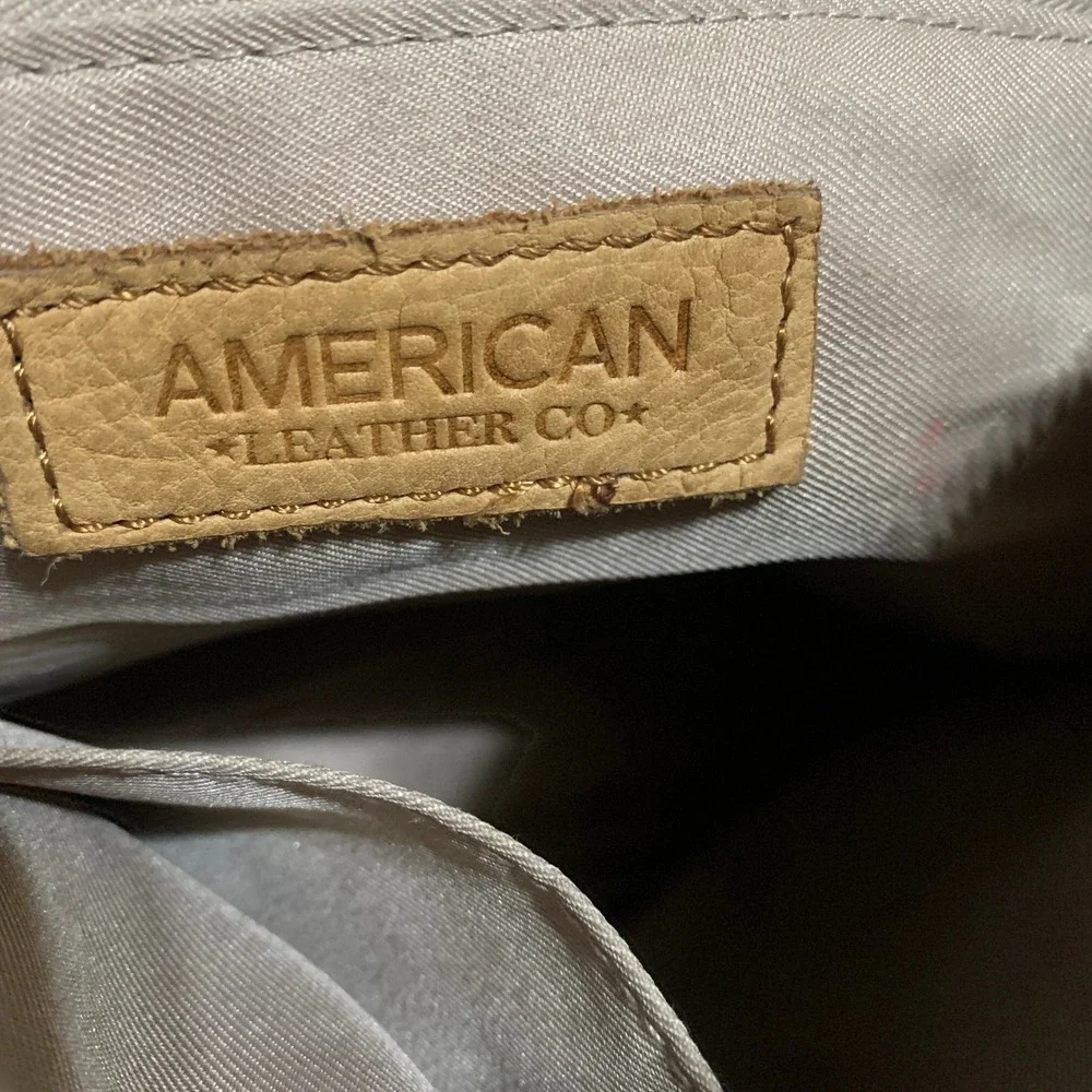 American Leather Co. Lenox Satchel Tan Leather Shoulder Bag Purse Triple Entry - Picture 11 of 16